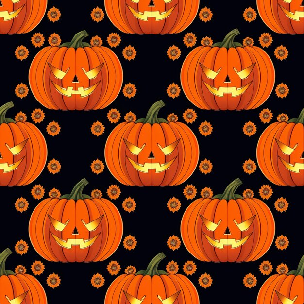 Un patrón sin costuras de calabazas inspiradas en halloween