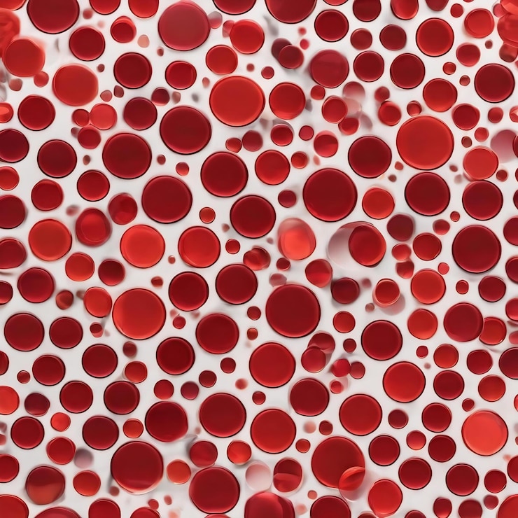 Foto un patrón sin costuras de círculos rojos sobre un fondo blanco