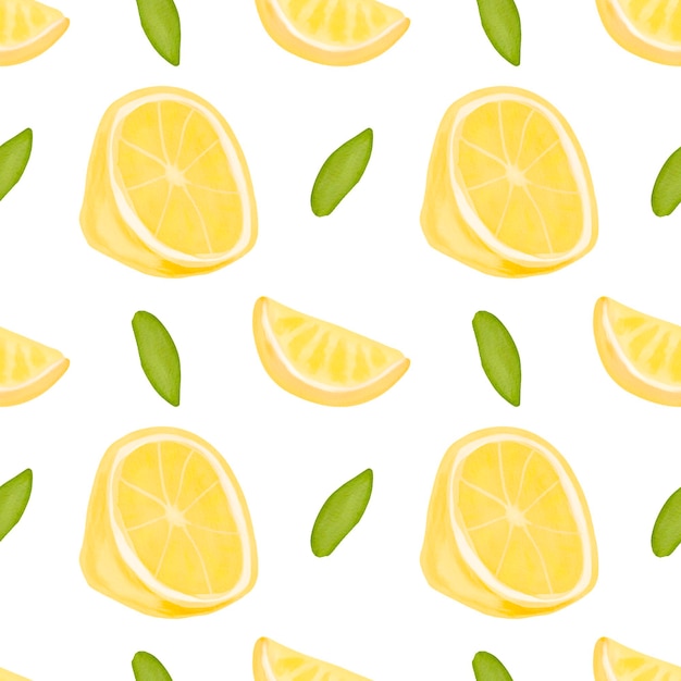 Patrón sin costuras de cítricos de acuarela Acuarela de limón Patrón de acuarela fresca de verano con cítricos sobre fondo blanco Ilustración de dibujado a mano de papel digital