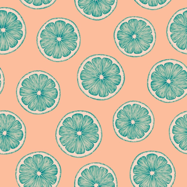 Patrón sin costuras de cítricos Impresión vívida colorida con jugosas rodajas de naranja Diseño de lujo repetido para empaquetar menú cosmético café textil Ilustración detallada realista