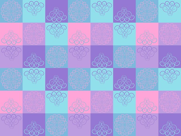 Foto patrón sin costuras con cuadrados multicolores azulejos geometría y patrones vintage rizos