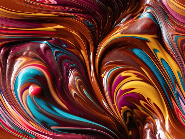 Patrón sin costuras con diseño de fondo de papel tapiz de textura de chocolate líquido arco iris AI generativa