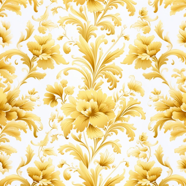 patrón sin costuras dorado y blanco con flores