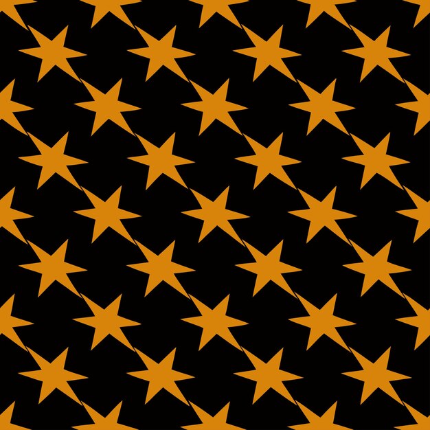 Patrón sin costuras con estrellas blancas y doradas sobre un fondo negro