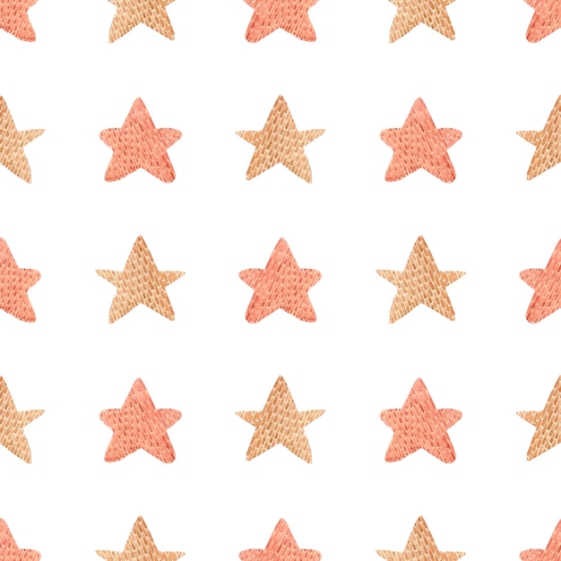 Patrón sin costuras de estrellas de punto marrón acuarela dibujadas a mano Aislado sobre fondo blanco Se puede utilizar para papel tapiz de tela de regalo textil para niños