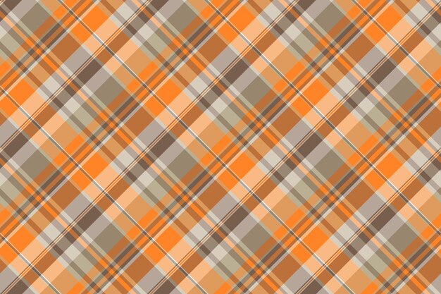 Patrón sin costuras expresivo Vector de comprobación textil de fondo de lino Textura de tartan de tela a cuadros regular en colores naranja y pastel
