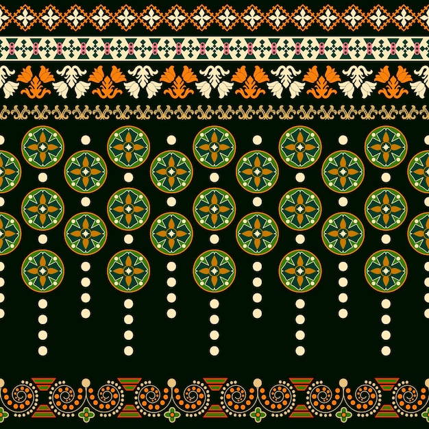 Patrón sin costuras floral ornamental Vector borde colorido