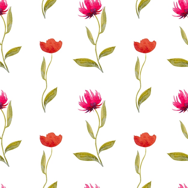 Patrón sin costuras con flores abstractas en acuarela Ilustración floral dibujada a mano para textiles y otros diseños Dibujo botánico