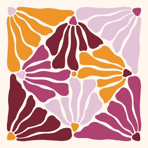 Patrón sin costuras con flores abstractas Ilustración dibujada a mano