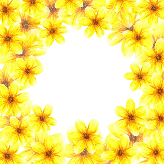 Foto patrón sin costuras con flores acuarela abstracta verano brillante flores amarillas objetos aislados sobre fondo blanco