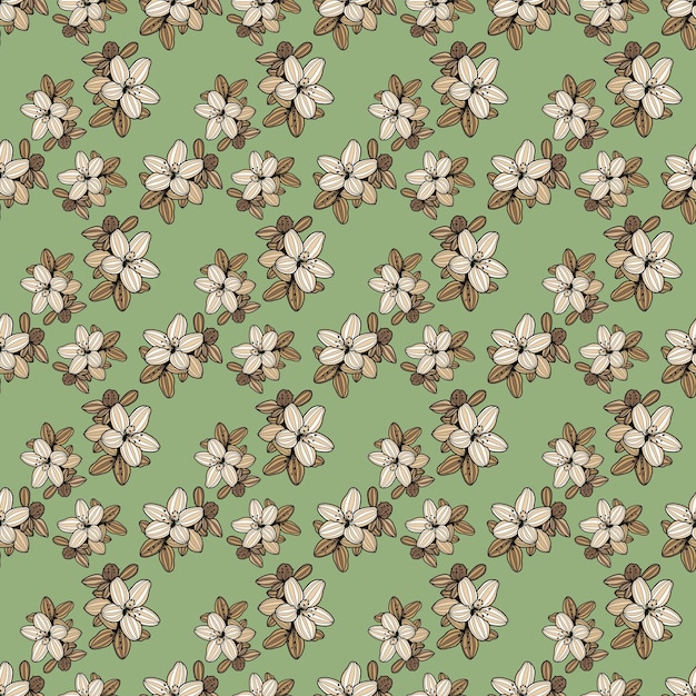Patrón sin costuras con flores beige