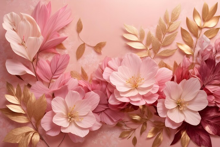 Patrón sin costuras de flores con fondo rosa azul y naranja fondo de flores rosadasAI Generado