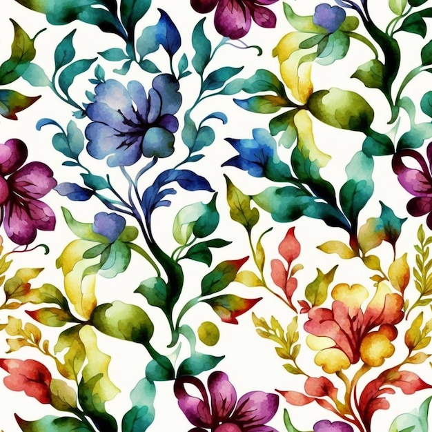 Un patrón sin costuras con flores y hojas.