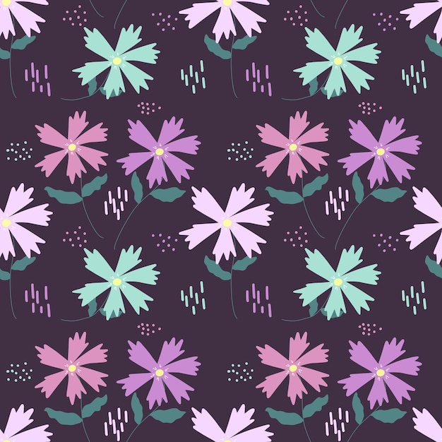 Patrón sin costuras con flores multicolores Diseño terminado para tela de papel y otros artículos