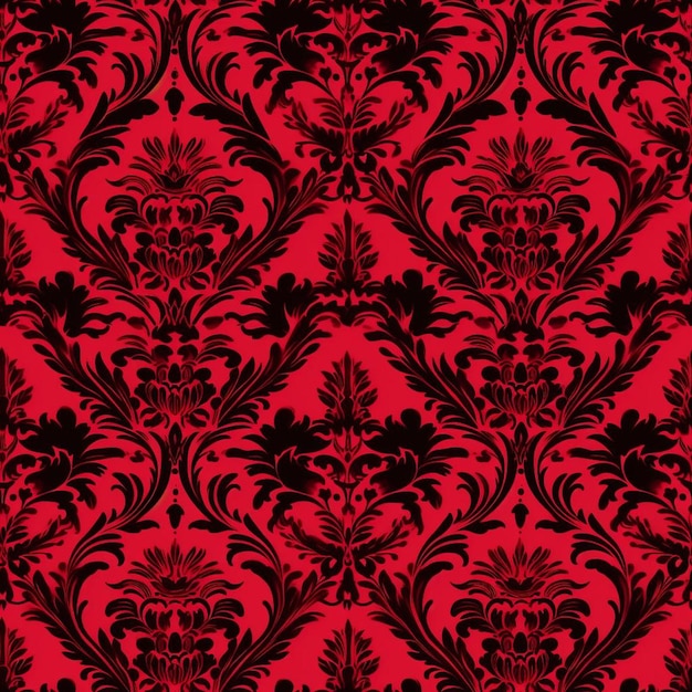 Foto un patrón sin costuras de flores rojas en un fondo negro ilustración de arte vectorial