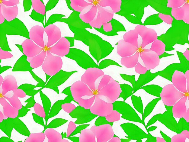 Un patrón sin costuras de flores rosas y hojas verdes flor patrón cuadrado sin costura de color natural