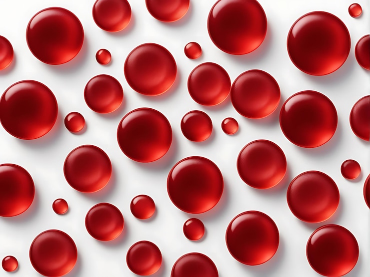 Foto patrón sin costuras de glóbulos rojos en un fondo blanco ilustración 3d aislada vista superior