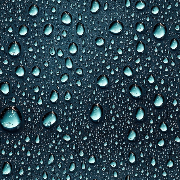 Patrón sin costuras con gotas de lluvia en el diseño de fondo de papel tapiz de textura de vidrio AI generativa