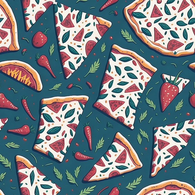Foto patrón sin costuras con un hermoso tema de pizza