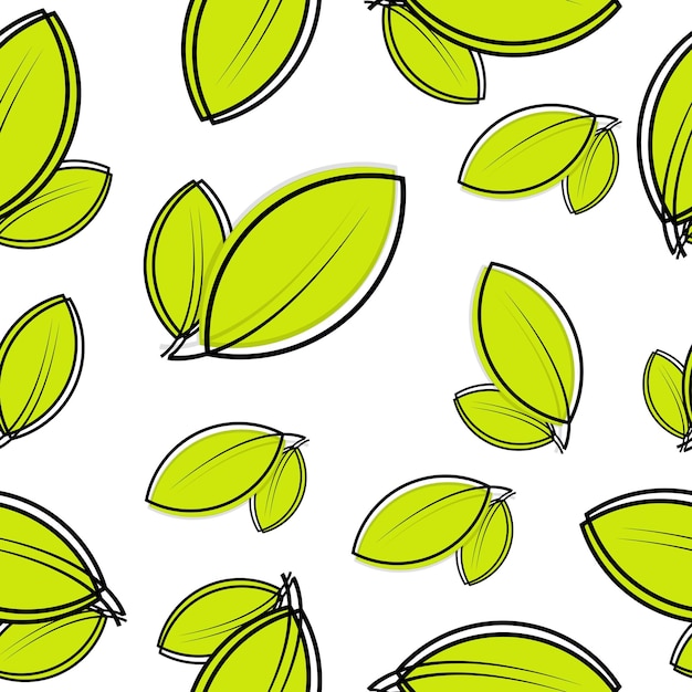 Patrón sin costuras de hoja verde sobre fondo blanco