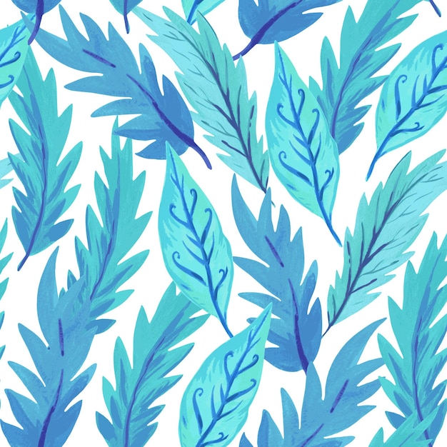 Patrón sin costuras con hojas azules abstractas Fondo retro de lujo para decoración y diseño