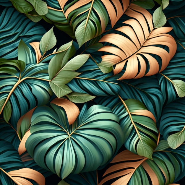 Patrón sin costuras con hojas tropicales de fondo o diseño de textura