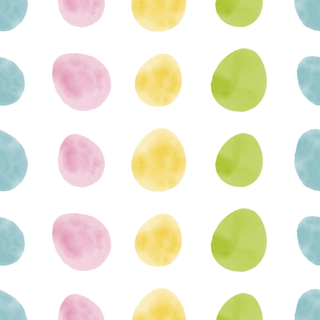 Patrón sin costuras con huevos de Pascua ilustración dibujada a mano en estilo acuarela