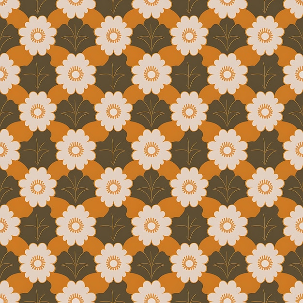 Patrón sin costuras con ilustración de flores abstractas