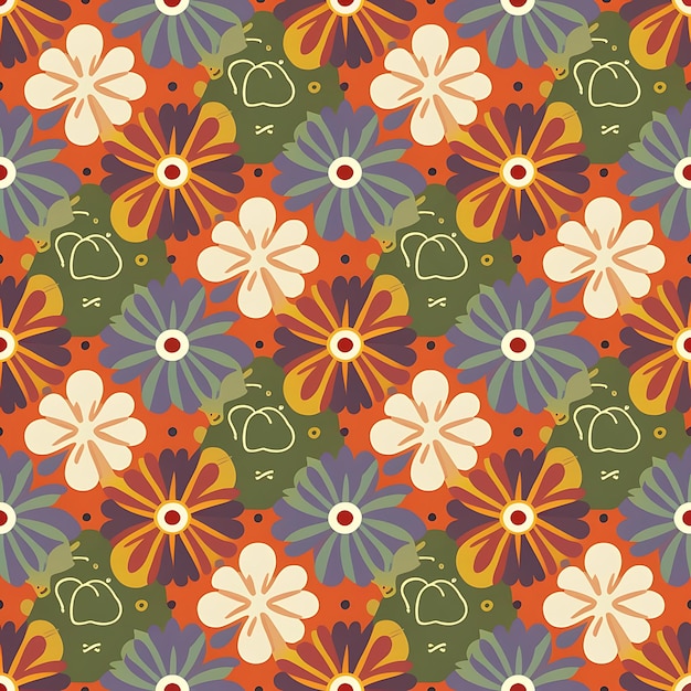 Patrón sin costuras con ilustración de flores abstractas