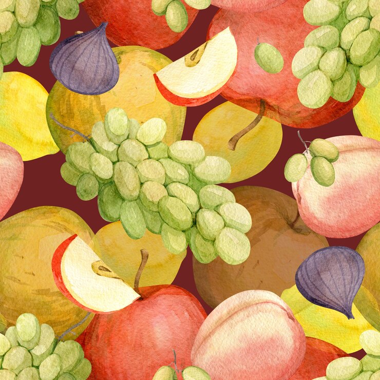 Patrón sin costuras con ilustraciones en acuarela de frutas Patrón para decoración y diseño de interiores Patrón para textiles y diseño