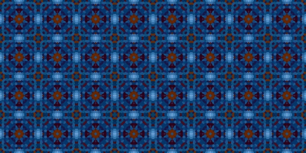 Patrón sin costuras de mosaico cuadrado Patrón de caleidoscopio textura horizontal dorada y azul