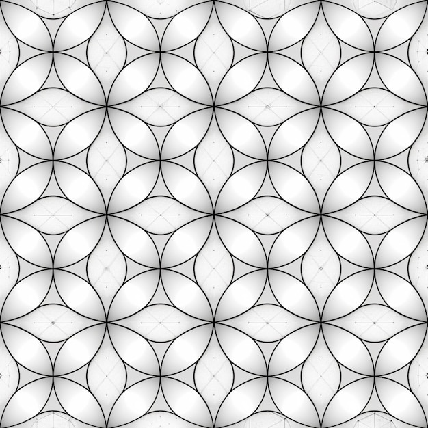 un patrón sin costuras con un ornamento geométrico blanco y negro sobre un fondo gris