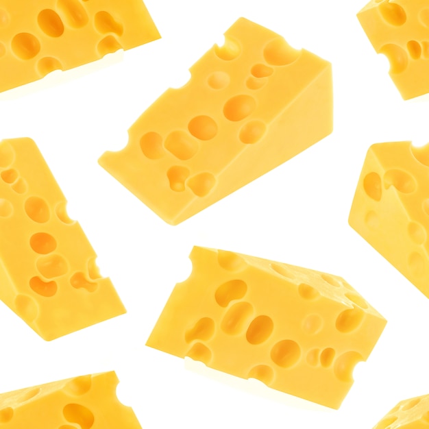 Patrón sin costuras de queso aislado en blanco
