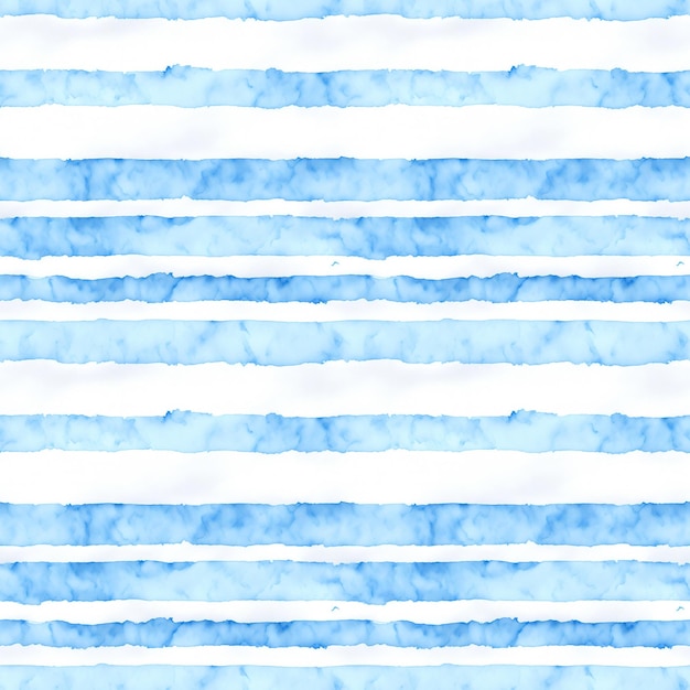 Patrón sin costuras de rayas horizontales de acuarela azul pastel