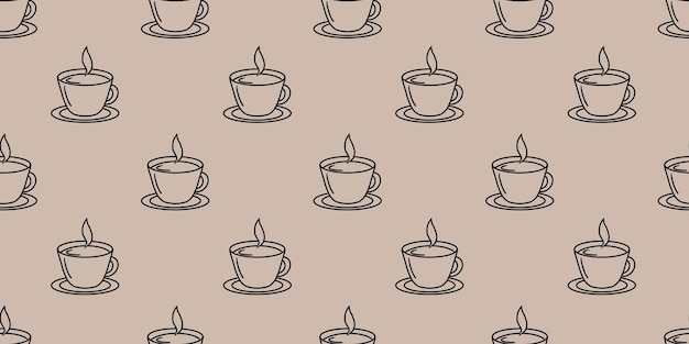 Foto un patrón sin costuras con tazas de café o té en la ilustración digital de fondo artesanal