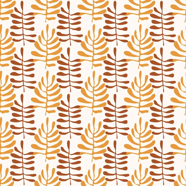 Patrón sin costuras para textiles y papeles pintados con ingenuos garabatos dibujados a mano hojas estilo matisse organi