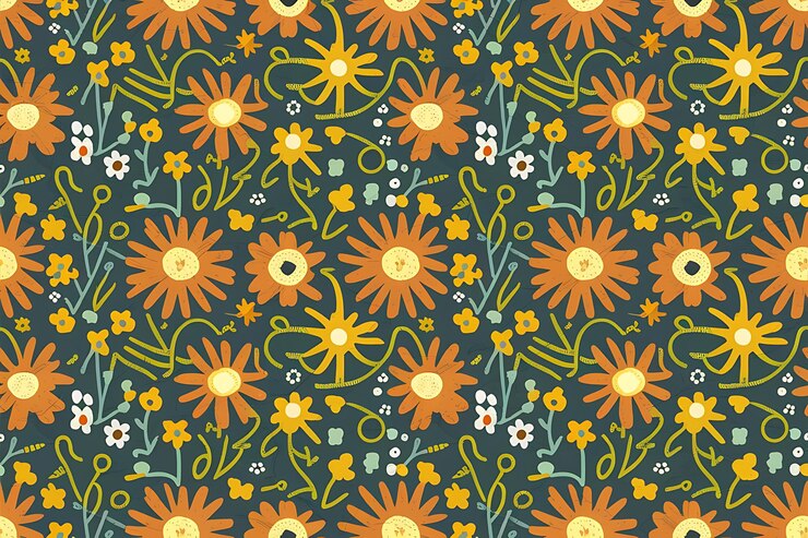 Patrón sin costuras vectorial con flores abstractas