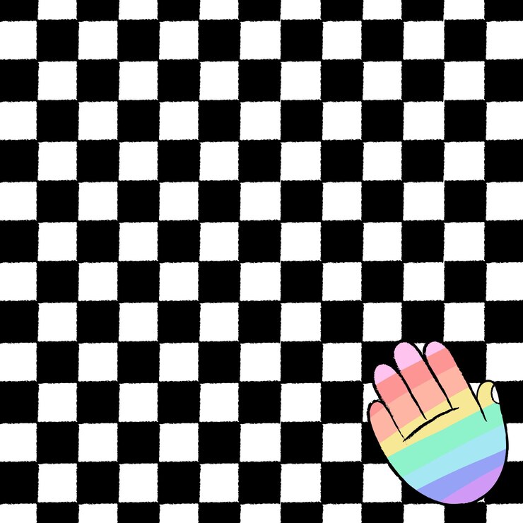 Foto patrón a cuadros png fondo transparente lgbtq arco iris de la mano garabateado