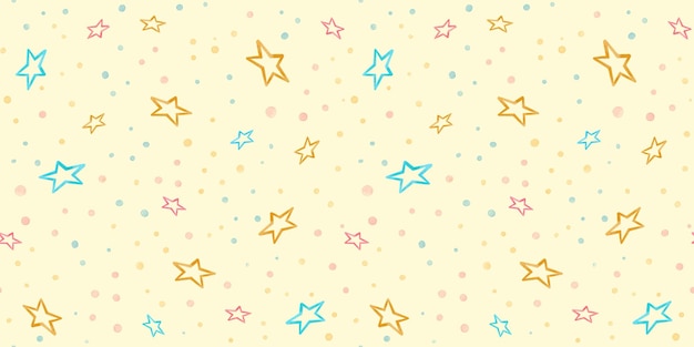 Patrón de cumpleaños festivo con estrellas alegres, confeti y brillantes elementos de fiesta para invitaciones
