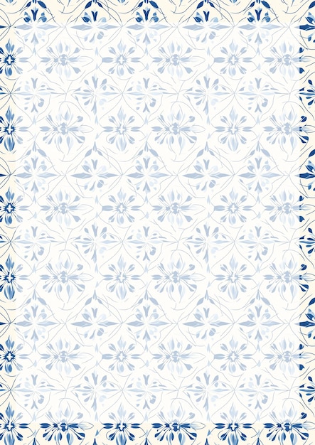 Patrón de damasco azul y blanco