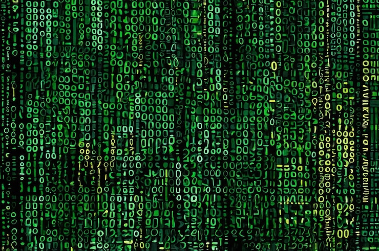 Foto patrón de datos abstractos con matriz de codificación verde
