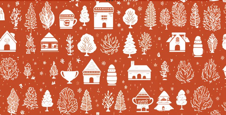 Foto patrón con decoraciones de navidad