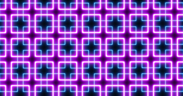 Patrón decorativo abstracto de cuadrados de neón púrpura y azul