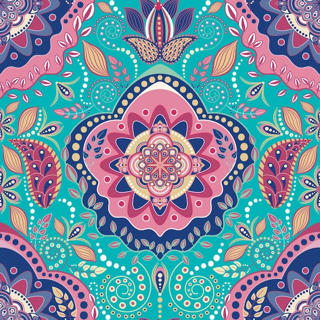 Patrón decorativo sin costuras. fondo indio. Papel pintado floral