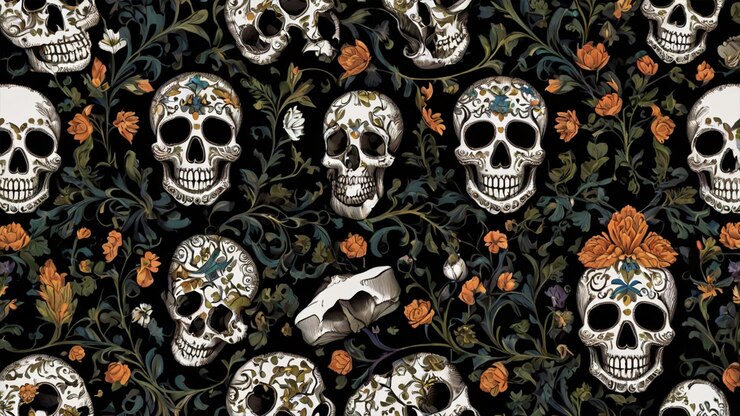 un patrón detallado de cráneo con un intrincado diseño floral