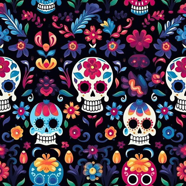 Foto patrón del día de muertos que celebra la vida y el recuerdo