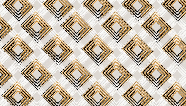 Patrón de diamante Art Deco en dorado negro y beige