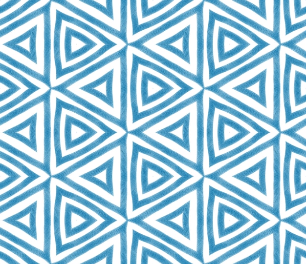 Patrón dibujado a mano a rayas. Fondo caleidoscopio simétrico azul. Repetición de azulejos dibujados a mano a rayas. Hermoso estampado textil listo, tela para trajes de baño, papel tapiz, envoltura.