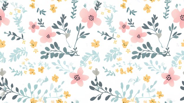 patrón de diseños florales shabby chic con un fondo blanco