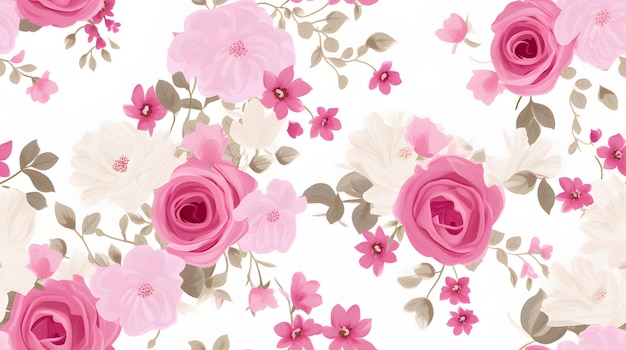 Foto patrón de diseños florales shabby chic con un fondo blanco